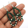 925 Silver Beaded Emerald Earrings