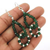 925 Silver Beaded Emerald Earrings