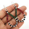 925 Silver Ruby Emerald Blue Sapphire Beaded Earrings