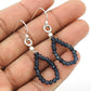 Blue Sapphire Beaded Earrings 925 Sterling Silver