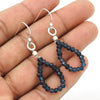 Blue Sapphire Beaded Earrings 925 Sterling Silver