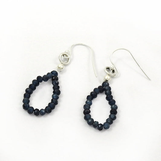 Blue Sapphire Beaded Earrings 925 Sterling Silver