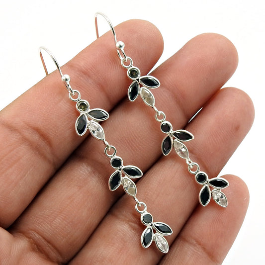 Drop Dangle Bohemian Earrings 925 Silver Natural Cubic Zirconia M16