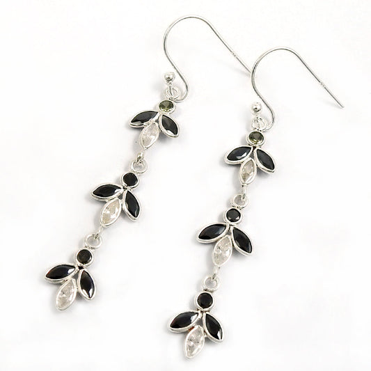 Drop Dangle Bohemian Earrings 925 Silver Natural Cubic Zirconia M16