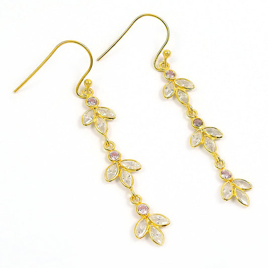 Natural Cubic Zirconia Drop Dangle Boho Earrings 925 Silver For Girls P16