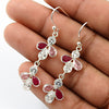 Natural Cubic Zirconia Gemstone Drop Dangle Boho Earrings 925 Silver R16