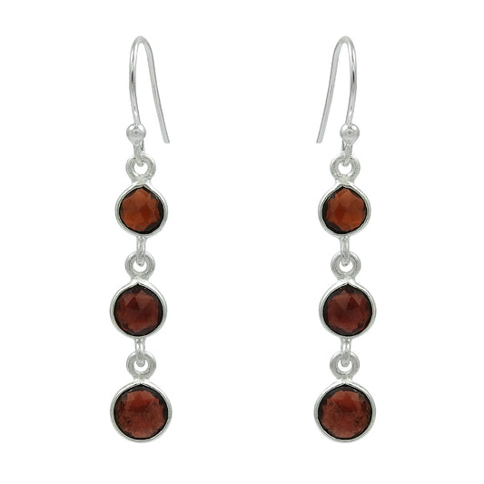 Natural Garnet Gemstone 925 Silver Drop Dangle Ethnic Earrings For Women A17