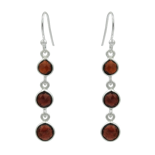 Natural Garnet Gemstone 925 Silver Drop Dangle Ethnic Earrings For Women A17