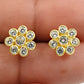 Woman Gift Natural Cubic Zirconia Stud Gold Plated Earrings 925 Silver P80
