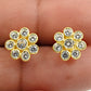 Woman Gift Natural Cubic Zirconia Stud Gold Plated Earrings 925 Silver P80