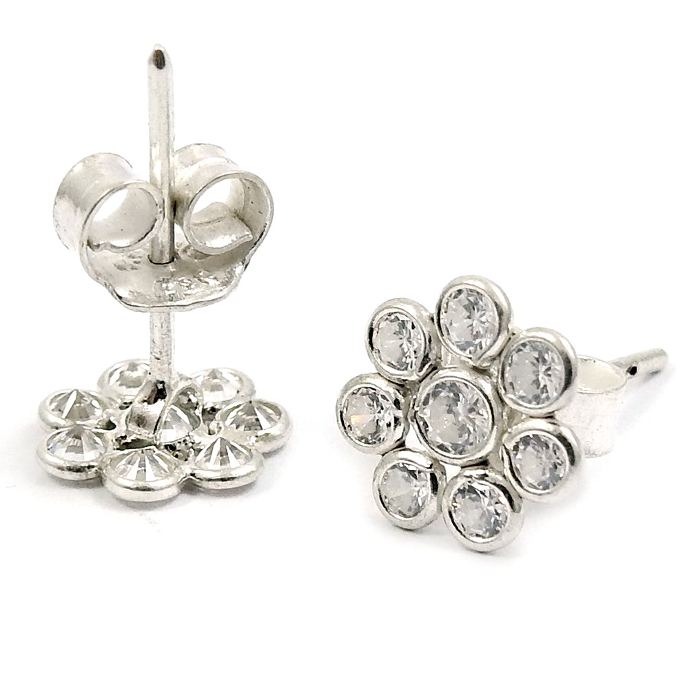 Gift For Her Natural Cubic Zirconia Stud Tribal Earrings 925 Silver D58