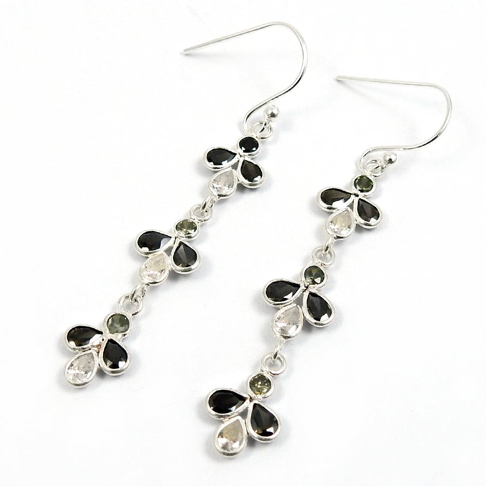 Woman Gift 925 Silver Natural Cubic Zirconia Dangle Bohemian Earrings O17