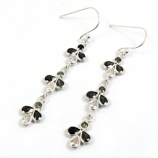 Woman Gift 925 Silver Natural Cubic Zirconia Dangle Bohemian Earrings O17