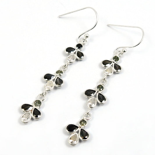 Woman Gift 925 Silver Natural Cubic Zirconia Dangle Bohemian Earrings O17