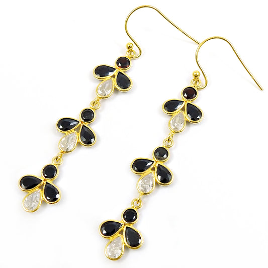 Natural Garnet Gemstone 925 Silver Wholesale Jewelry Gold Plated Earrings U4