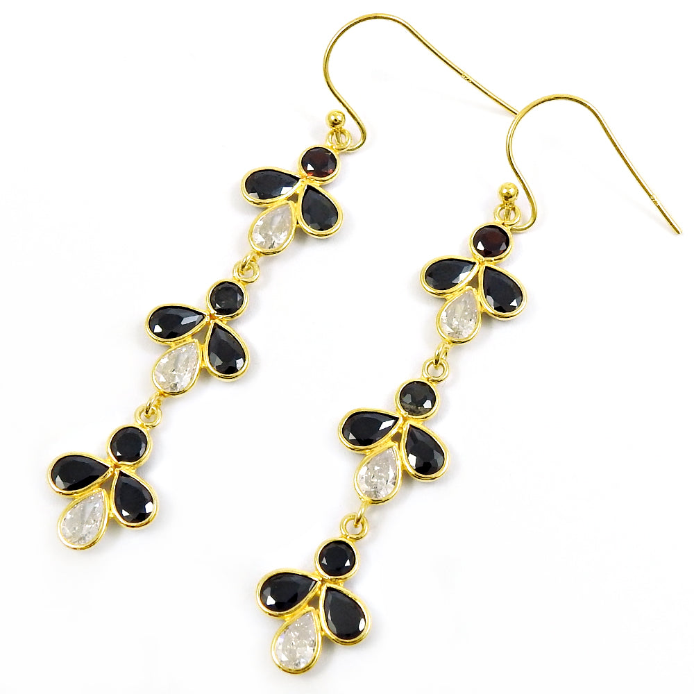 Natural Garnet Gemstone 925 Silver Wholesale Jewelry Gold Plated Earrings U4