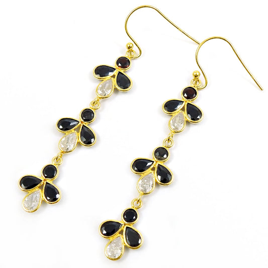 Natural Garnet Gemstone 925 Silver Wholesale Jewelry Gold Plated Earrings U4