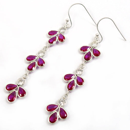 Woman Gift Natural Cubic Zirconia Drop Dangle Boho Earrings 925 Silver R17