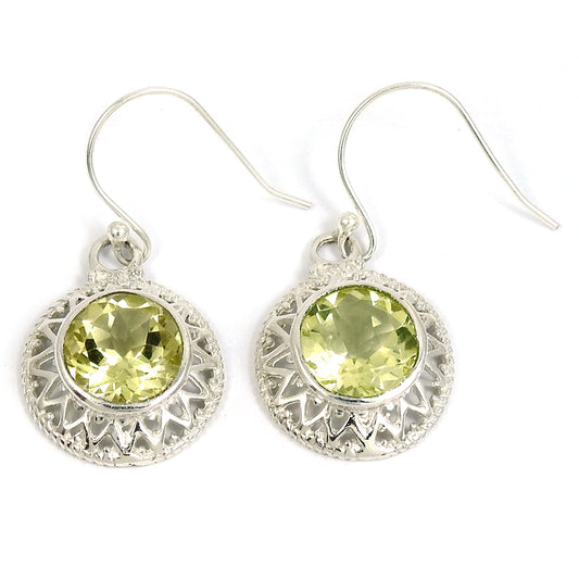 Natural Lemon Topaz Gemstone Artisan Earrings 925 Silver Gift For Her Jewelry