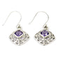 Natural Amethyst Gemstone Drop Dangle Bohemian Earrings 925 Silver For Girls K37
