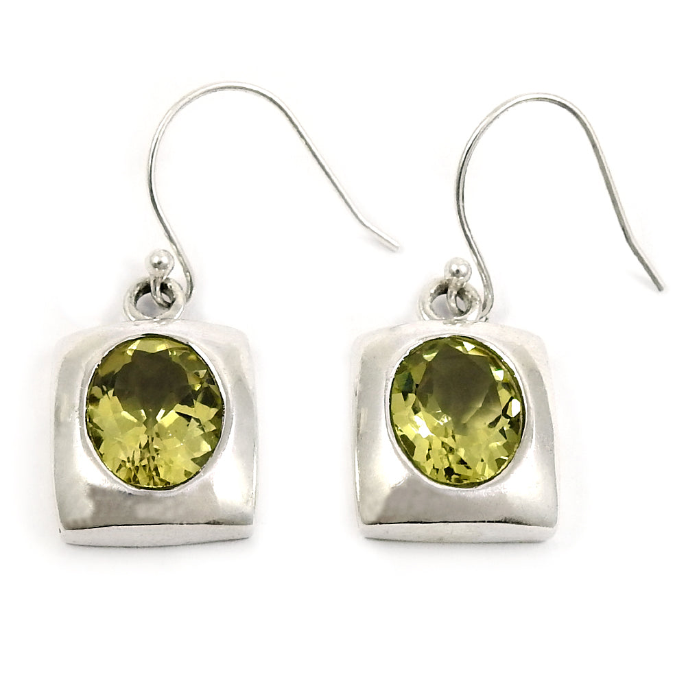 Natural Lemon Topaz Gemstone Drop Dangle Vintage Earrings 925 Silver G18