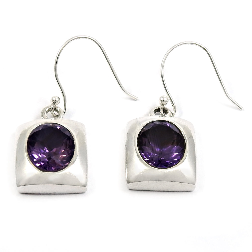 Natural Amethyst Gemstone Dangle Ethnic Earrings 925 Silver Wholesale Jewelry W4