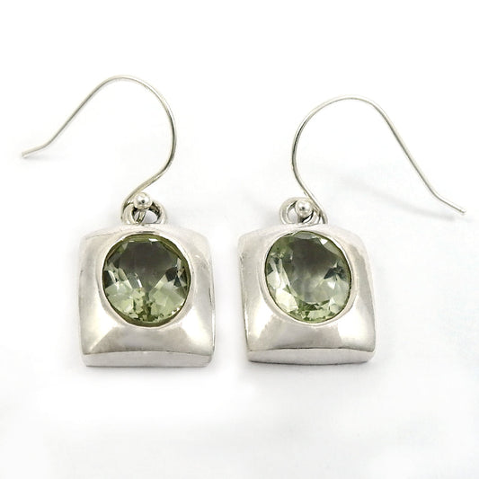 Natural Green Amethyst Gemstone 925 Silver Dangle Earrings Gift For Woman E16
