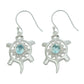 Natural Aqua Blue Topaz Gemstone Turtle Earrings 925 Sterling Silver Jewelry Q2