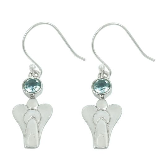 Natural Blue Topaz Drop Dangle Vintage Earrings 925 Silver For Women N17