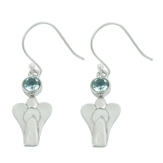 Natural Blue Topaz Drop Dangle Vintage Earrings 925 Silver For Women N17