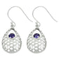 Natural Amethyst Gemstone Drop Dangle Tribal Earrings 925 Silver For Girls D31