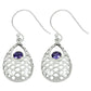Natural Amethyst Gemstone Drop Dangle Tribal Earrings 925 Silver For Girls D31