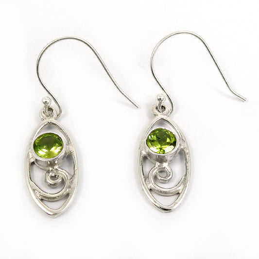 Wedding Gift For Her 925 Silver Natural Peridot Drop Dangle Vintage Earrings C18