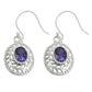 Gift For Her Natural Amethyst Drop Dangle Bohemian Earrings 925 Silver T38