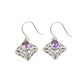 February Birth Oval Natural Amethyst Solid Silver Dangle Drop Hook Wife Earrings