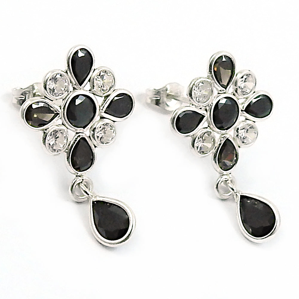 Natural Cubic Zirconia 925 Silver Drop Dangle Boho Earrings For Women V18