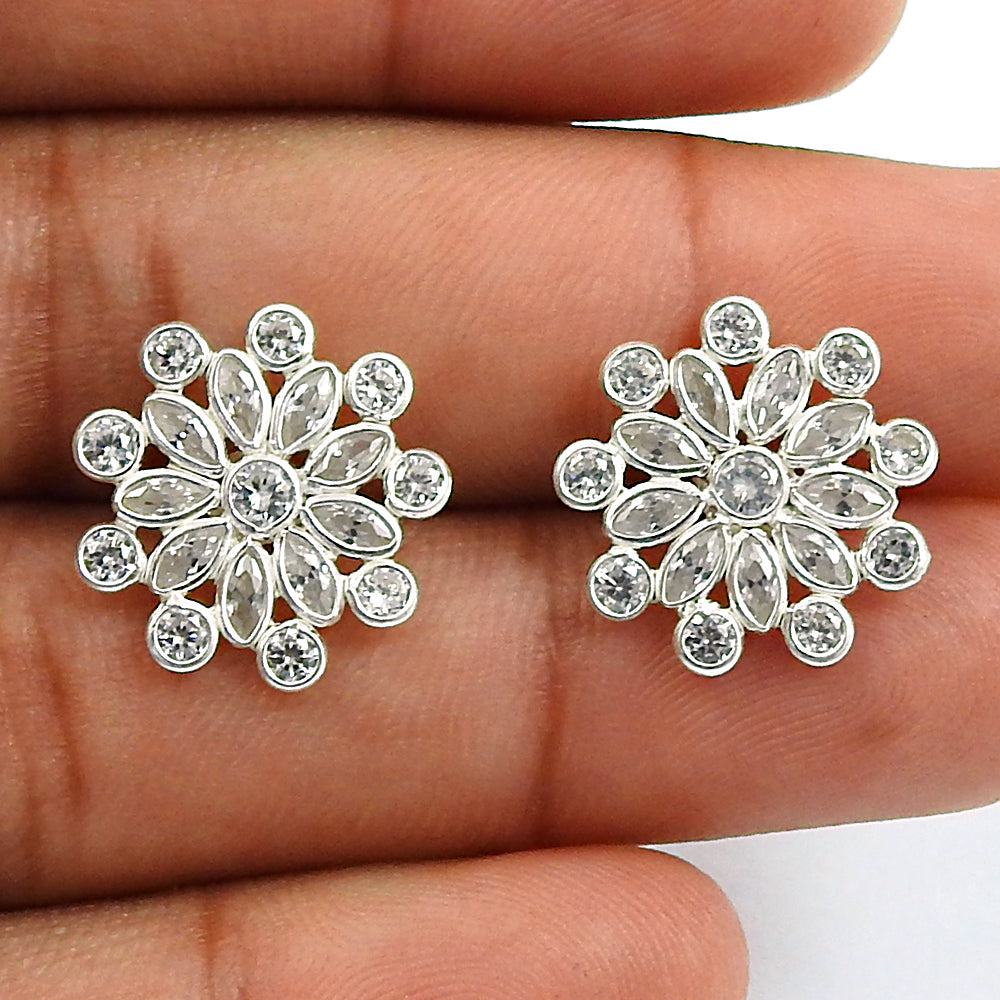 Gift For Woman Stud Vintage Earrings 925 Silver Natural Cubic Zirconia X18
