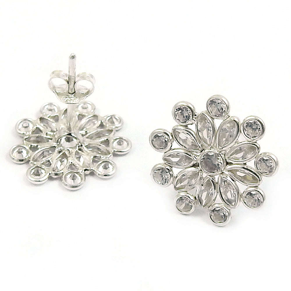 Gift For Woman Stud Vintage Earrings 925 Silver Natural Cubic Zirconia X18