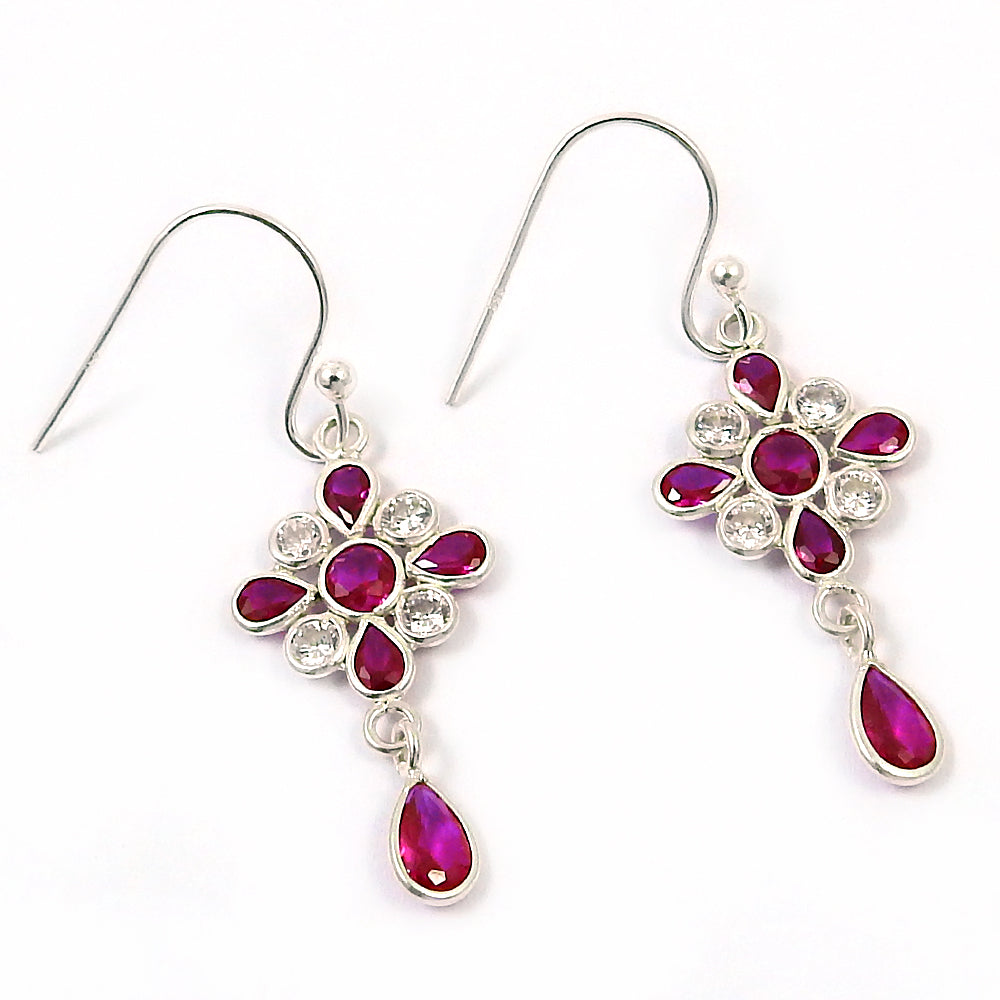 Drop Dangle Vintage Earrings 925 Silver Natural Cubic Zirconia G19