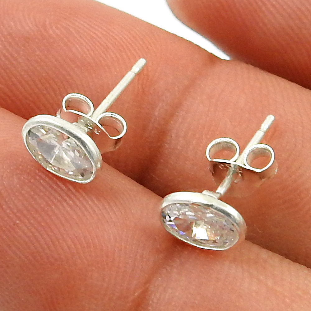 Natural Cubic Zirconia Butterfly Stud Post Bohemian Earrings 925 Sterling Silver