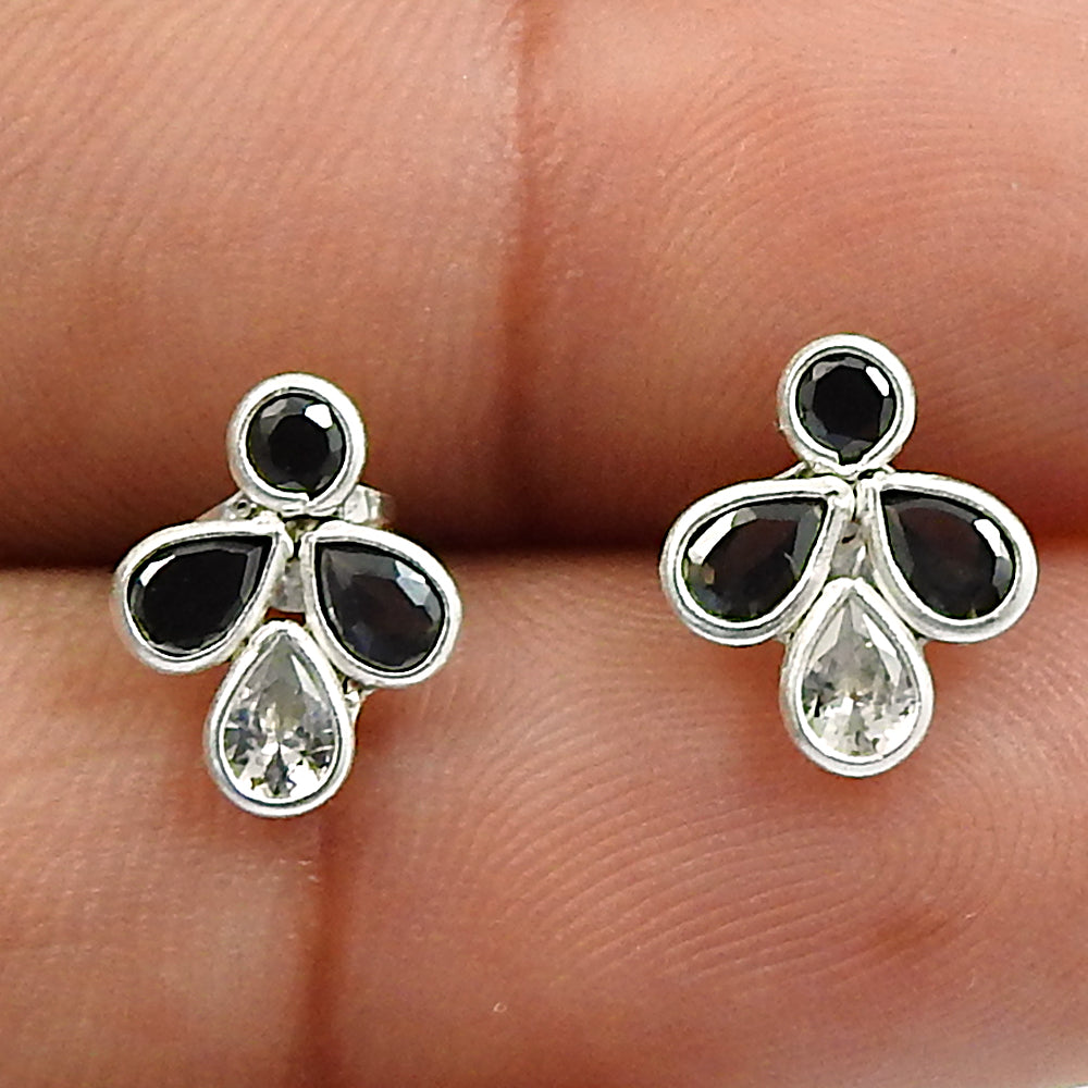 Cubic Zirconia Stone 925 Silver Vintage December Birth Stud Post Unique Earrings