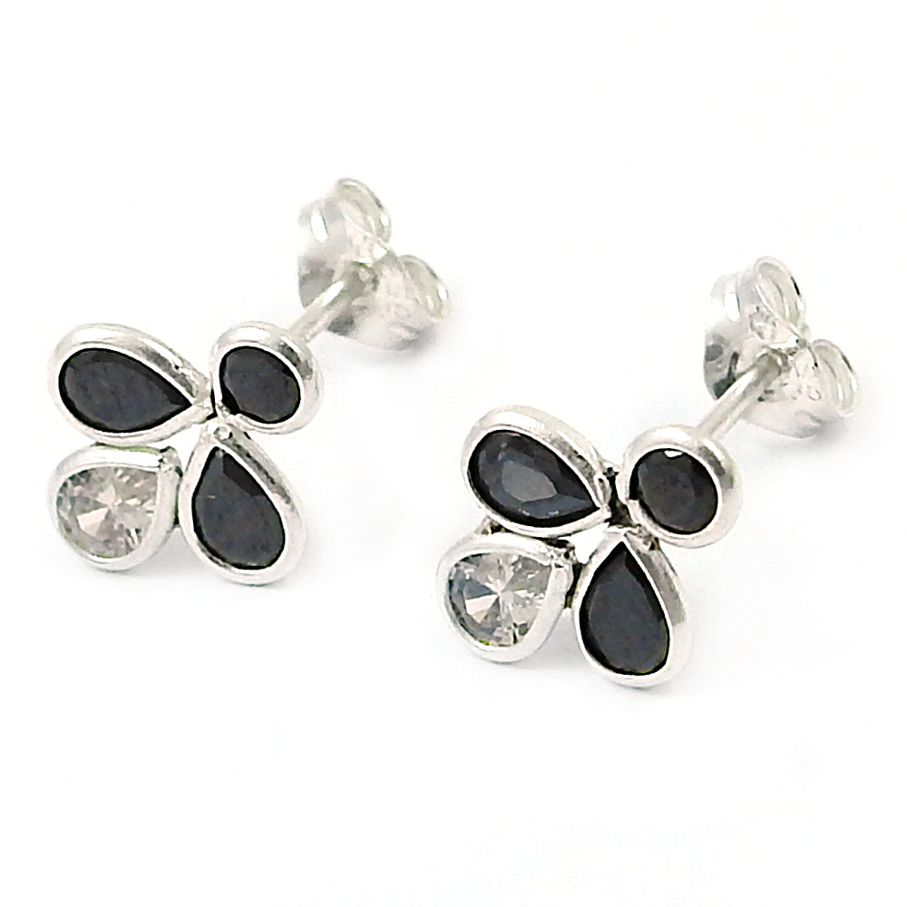 Cubic Zirconia Stone 925 Silver Vintage December Birth Stud Post Unique Earrings