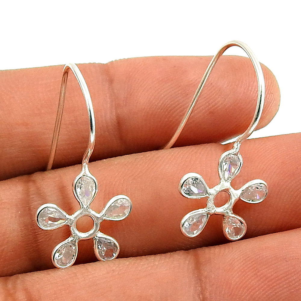 Pear Cubic Zirconia Stone Boho Dangle December Hook Earrings 925 Sterling Silver