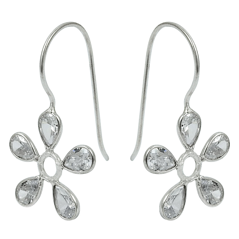 Natural Cubic Zirconia 925 Silver Drop Dangle Ethnic Earrings For Women M19