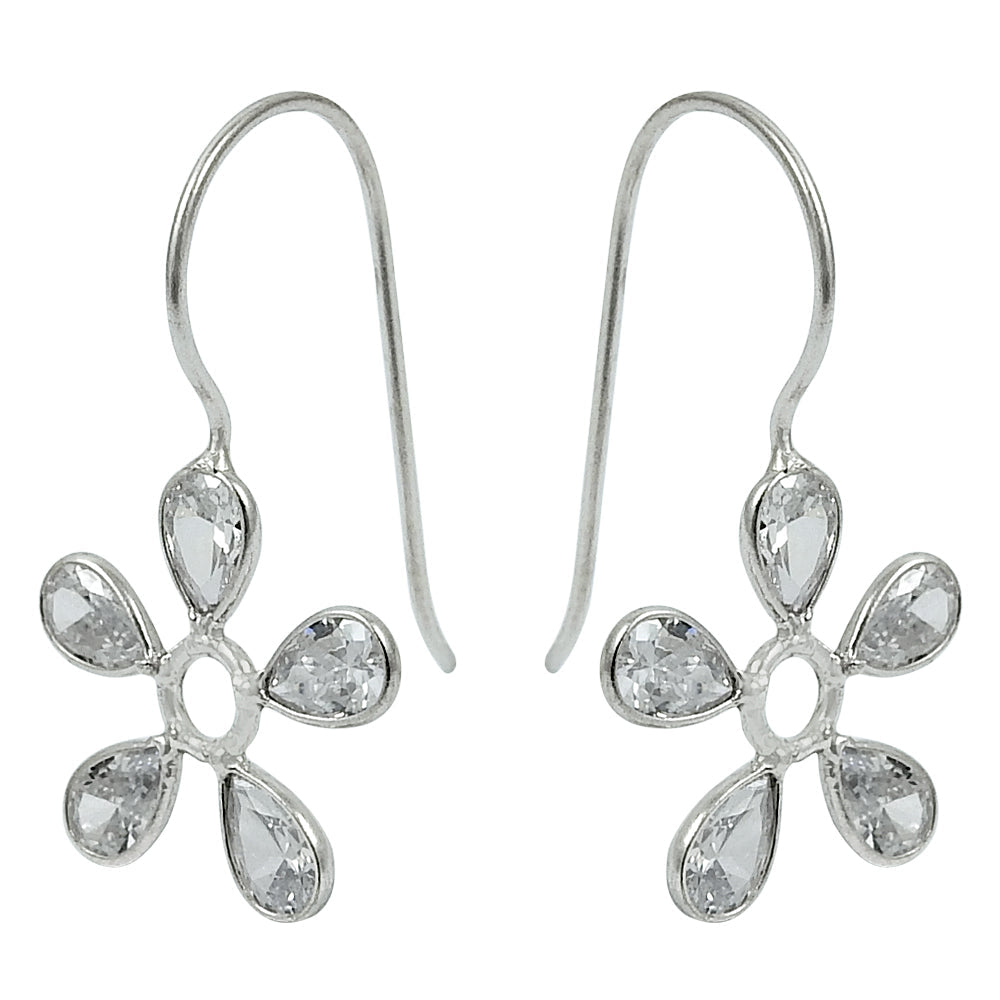 Natural Cubic Zirconia 925 Silver Drop Dangle Ethnic Earrings For Women M19