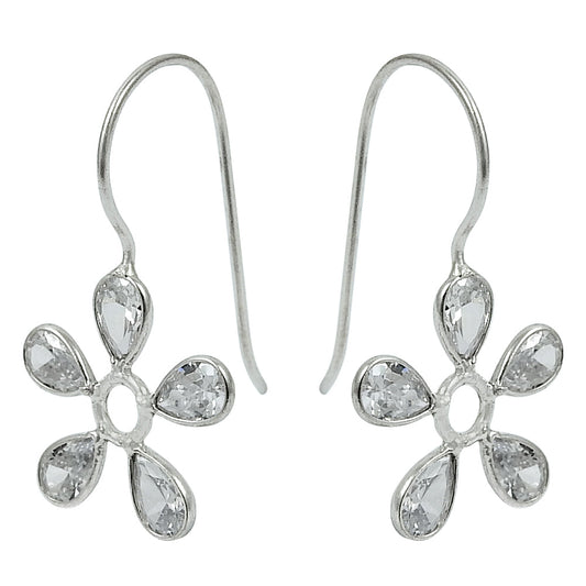 Natural Cubic Zirconia 925 Silver Drop Dangle Ethnic Earrings For Women M19