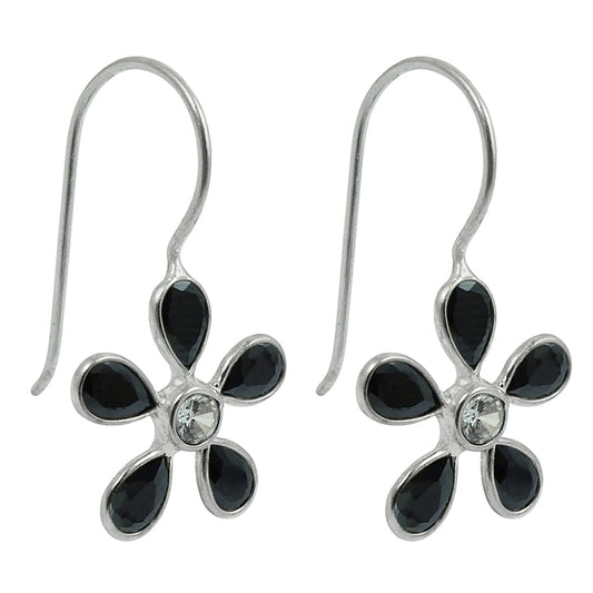Natural Cubic Zirconia Drop Dangle Bohemian Black Earrings 925 Silver F34