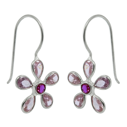 Pear Cubic Zirconia Stone Vintage Daughter Dangle Hook Earrings 925 Solid Silver