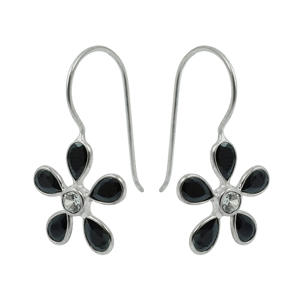 Woman Gift Natural Cubic Zirconia Dangle Tribal Earrings 925 Silver B35