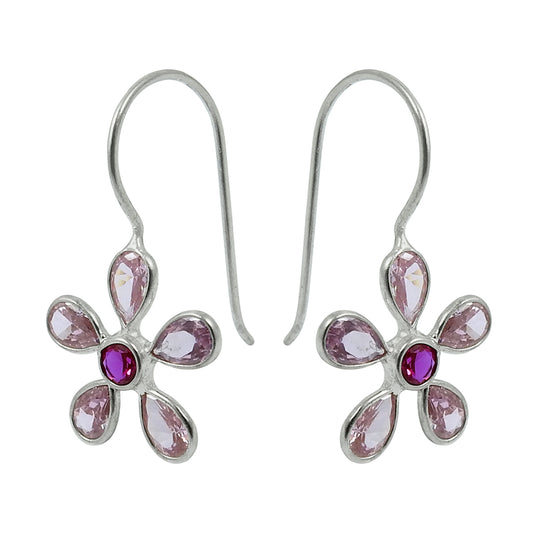 Natural Cubic Zirconia Gemstone Drop Dangle Bohemian Earrings 925 Silver P20